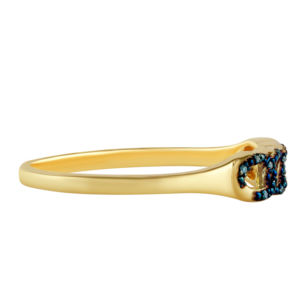 Inel din Argint 925 Placat cu Aur ( 1.68 grame ) cu Diamant Albastru 0.05 Carate