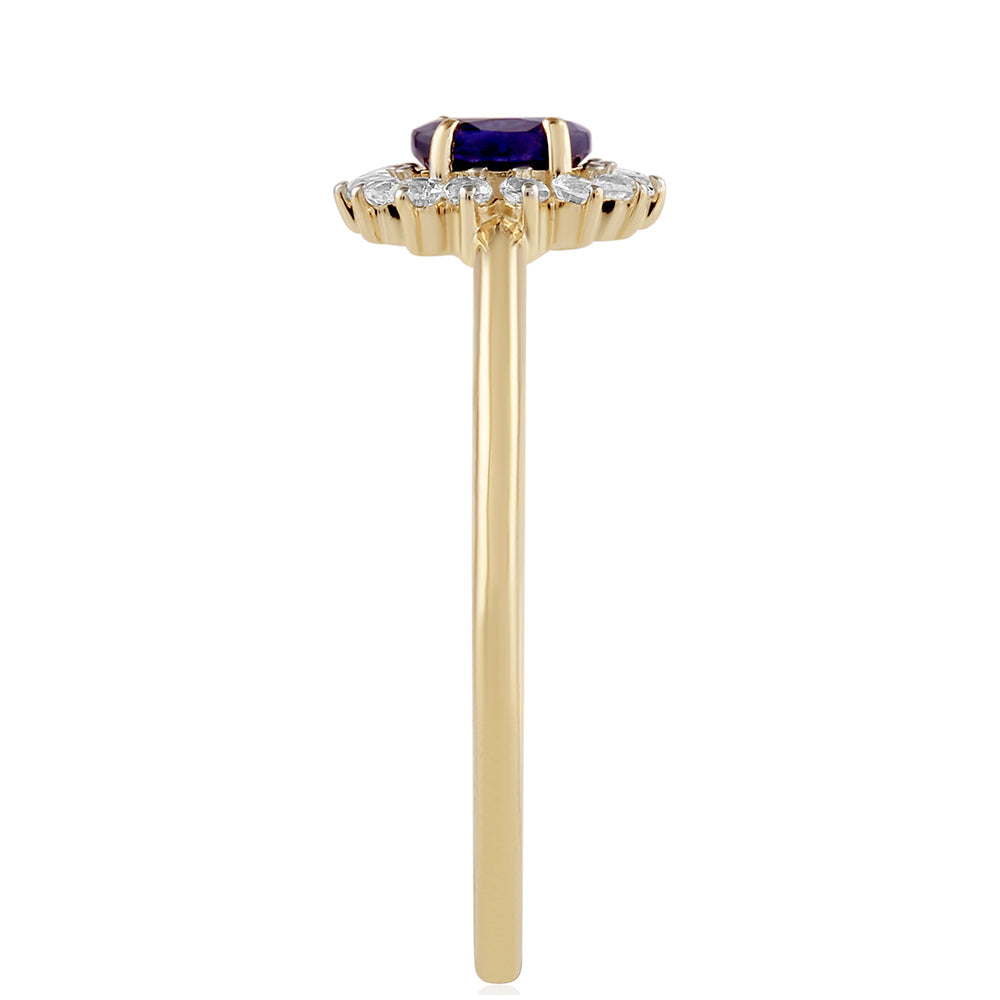 Inel din Aur de 9K ( 1.17 grame ) cu Safir Thailandez și Topaz Alb 0.74 Carate