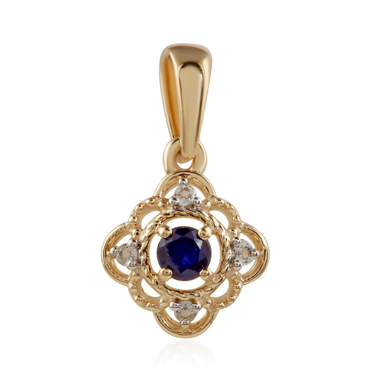Pandantiv din Aur de 9K ( 0.77 grame ) cu Safir Thailandez și Topaz Alb 0.21 Carate
