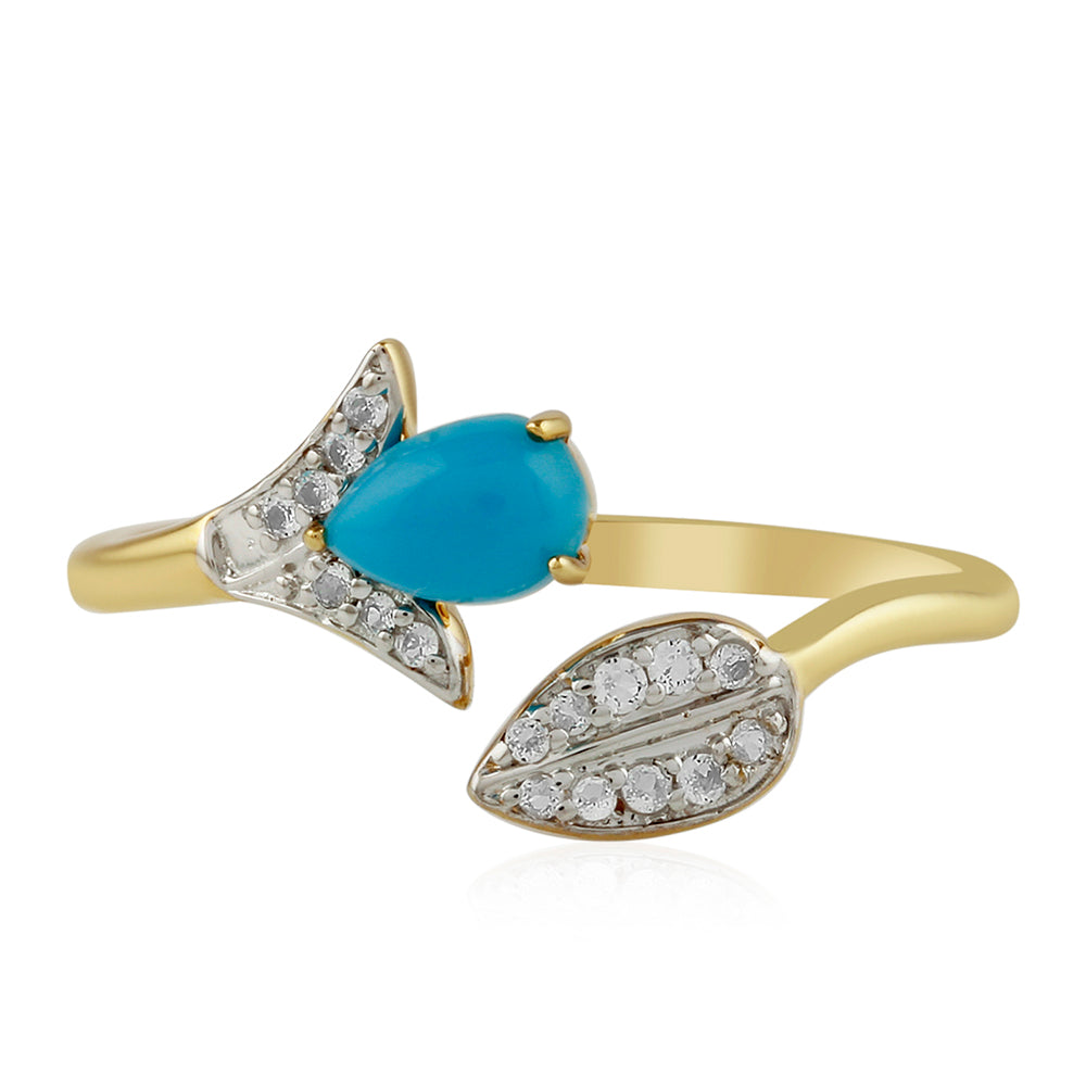 Inel din Argint 925 Placat cu Aur ( 1.66 grame ) cu Turcoaz ”Frumoasa Adormită” și Topaz Alb 0.59 Carate 1 
