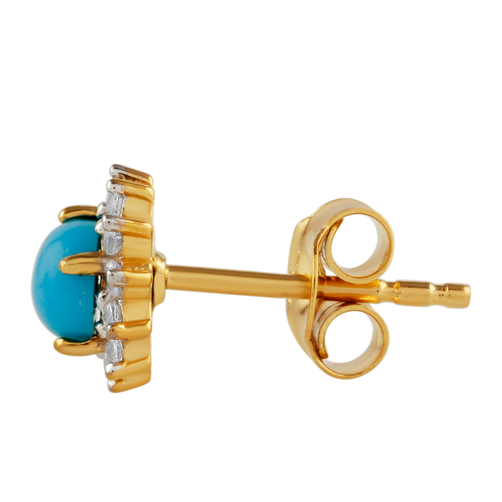 Cercei din Argint 925 Placat cu Aur ( 1.22 grame ) cu Turcoaz ”Frumoasa Adormită” și Topaz Alb 0.87 Carate