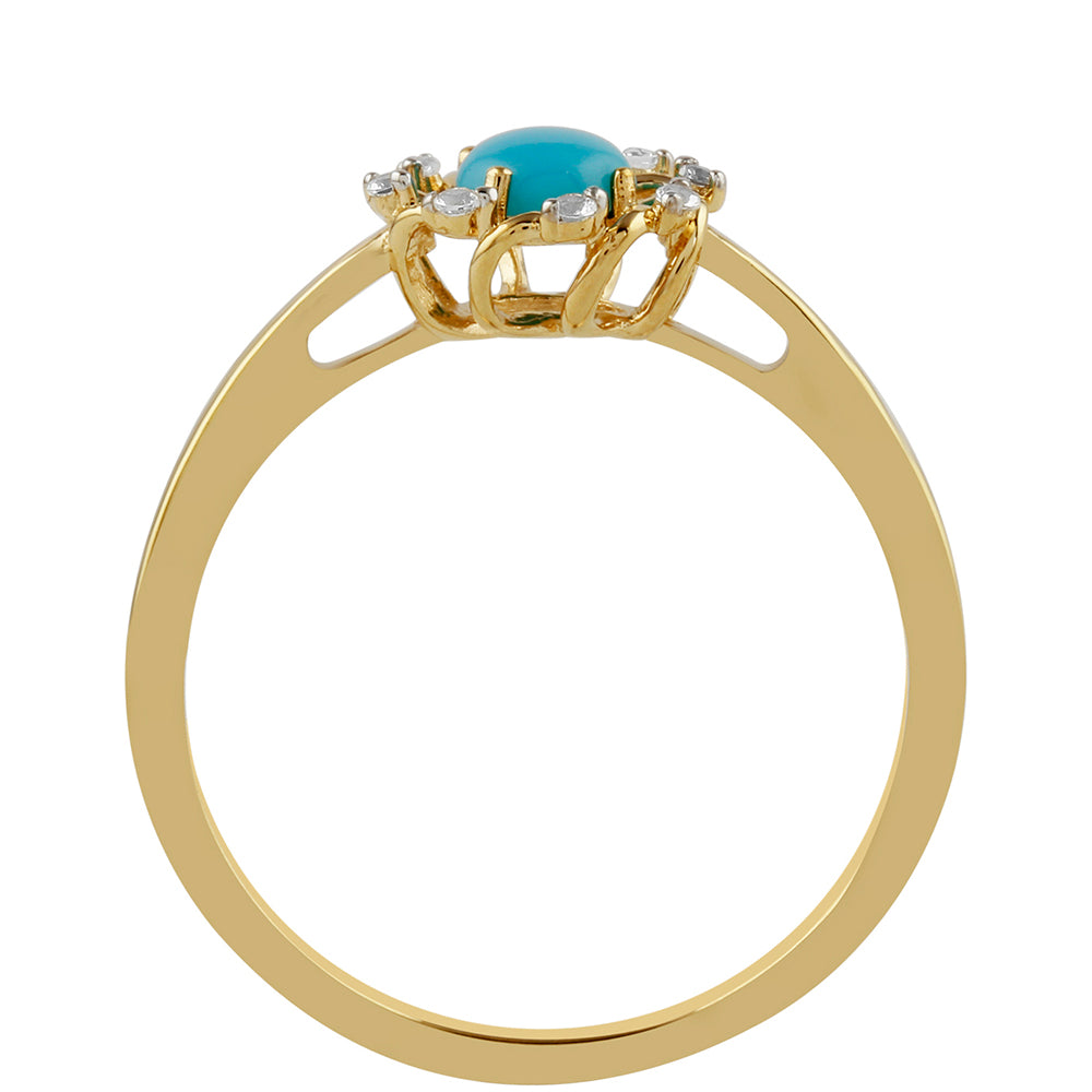 Inel din Argint 925 Placat cu Aur ( 1.87 grame ) cu Turcoaz ”Frumoasa Adormită” și Topaz Alb 0.51 Carate 4 