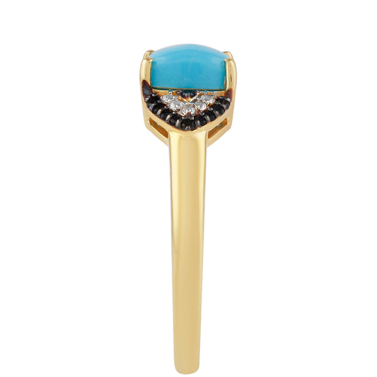 Inel din Argint 925 Placat cu Aur ( 2.45 grame ) cu Turcoaz ”Frumoasa Adormită” și Topaz Alb 1.14 Carate