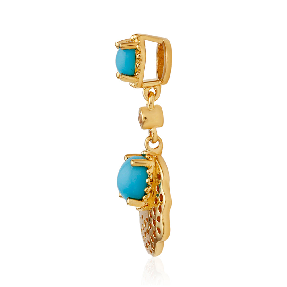 Pandantiv din Argint 925 Placat cu Aur ( 1.42 grame ) cu Turcoaz ”Frumoasa Adormită” și Topaz Alb 0.55 Carate 2 