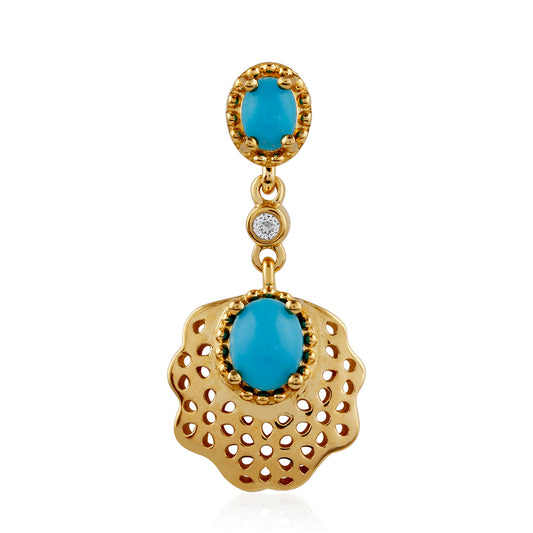 Pandantiv din Argint 925 Placat cu Aur ( 1.42 grame ) cu Turcoaz ”Frumoasa Adormită” și Topaz Alb 0.55 Carate