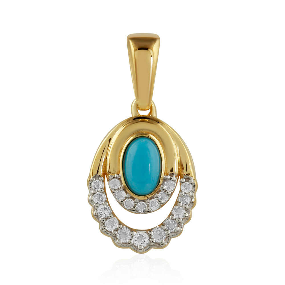 Pandantiv din Argint 925 Placat cu Aur ( 1.23 grame ) cu Turcoaz ”Frumoasa Adormită” și Topaz Alb 0.42 Carate