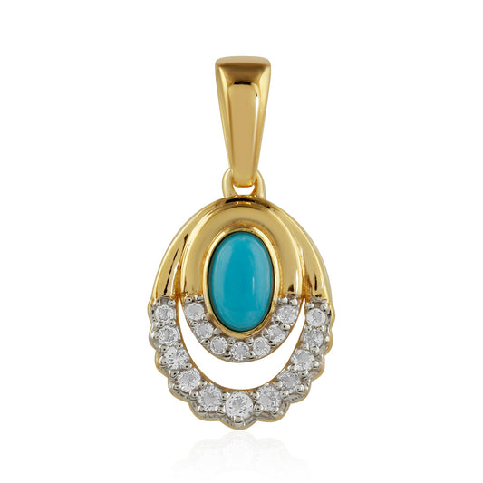Pandantiv din Argint 925 Placat cu Aur ( 1.23 grame ) cu Turcoaz ”Frumoasa Adormită” și Topaz Alb 0.42 Carate