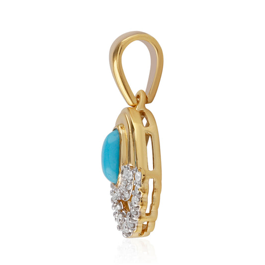 Pandantiv din Argint 925 Placat cu Aur ( 1.23 grame ) cu Turcoaz ”Frumoasa Adormită” și Topaz Alb 0.42 Carate