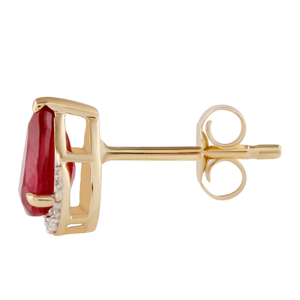 Cercei din Aur de 9K ( 1.18 grame ) cu Rubin Malagasy și Zircon Alb 3.47 Carate 2 