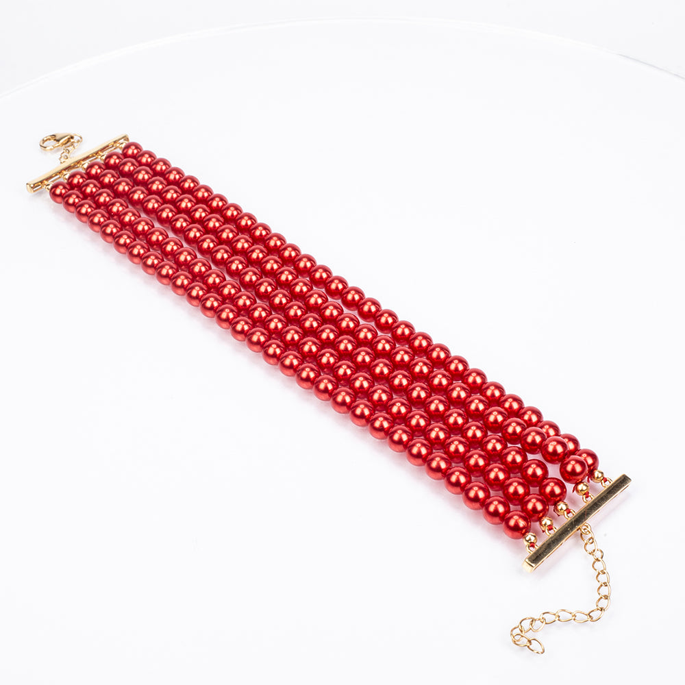 Brățară din Argint 925 Placat cu Aur ( 3.41 grame ) cu Perlă de apă dulce roșie 247 Carate 4 