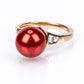 Inel din Argint 925 Placat cu Aur ( 2.52 grame ) cu Perlă de apă dulce roșie și Topaz Alb 7.62 Carate