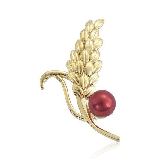 Broşă din Argint 925 Placat cu Aur ( 4.64 grame ) cu Perlă de apă dulce roșie 3.86 Carate