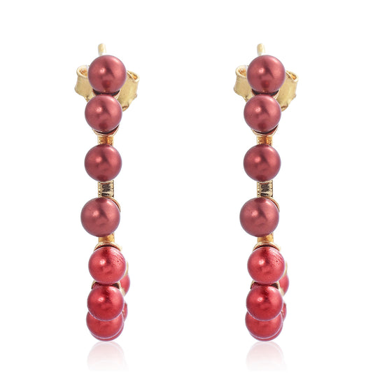 Cercei din Argint 925 Placat cu Aur ( 3.85 grame ) cu Perlă de apă dulce roșie 11.4 Carate