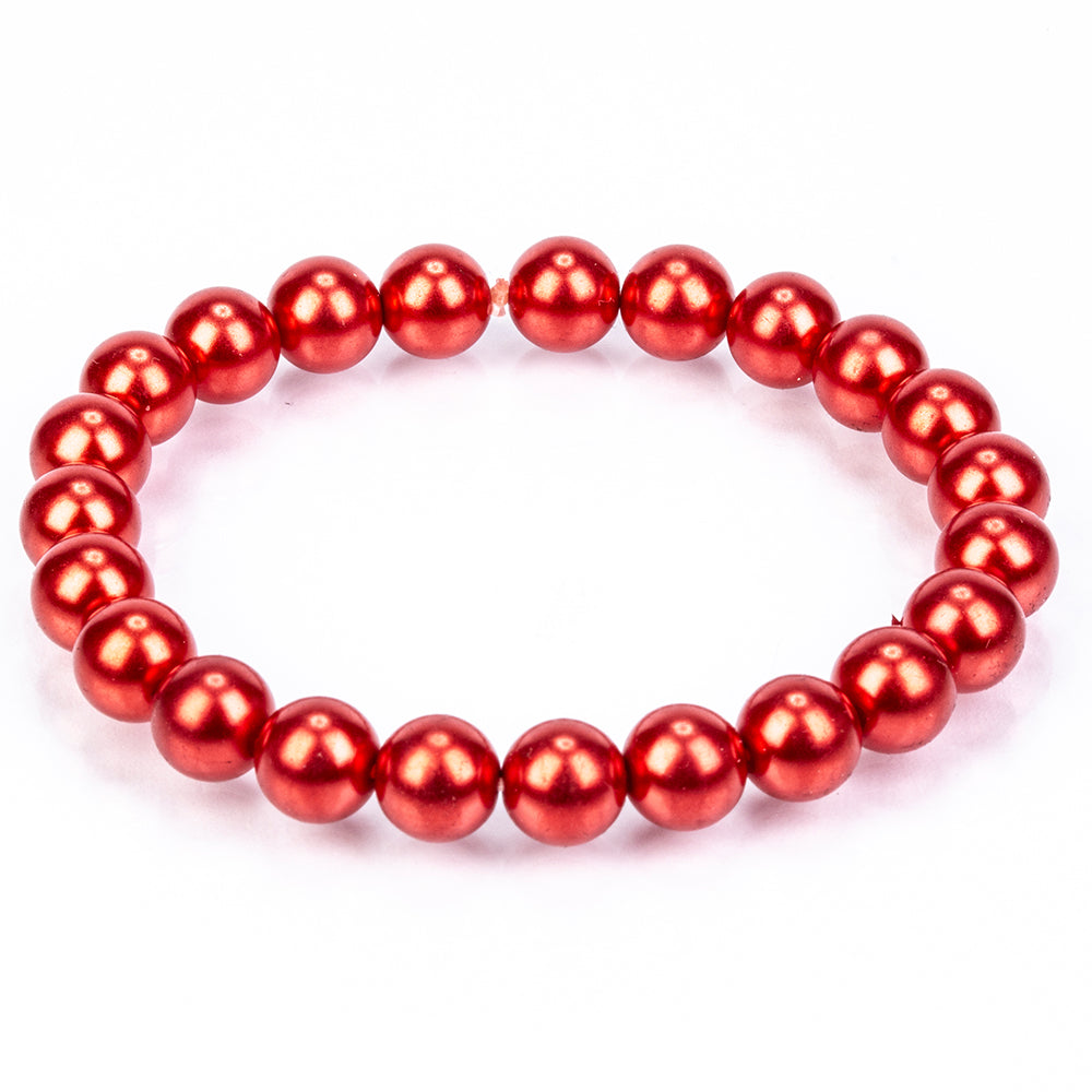 Set din Argint 925 Placat cu Aur ( 1.81 grame ) cu Perlă de apă dulce roșie 314.2 Carate ( Colier+Cercei+Brățară ) 7 