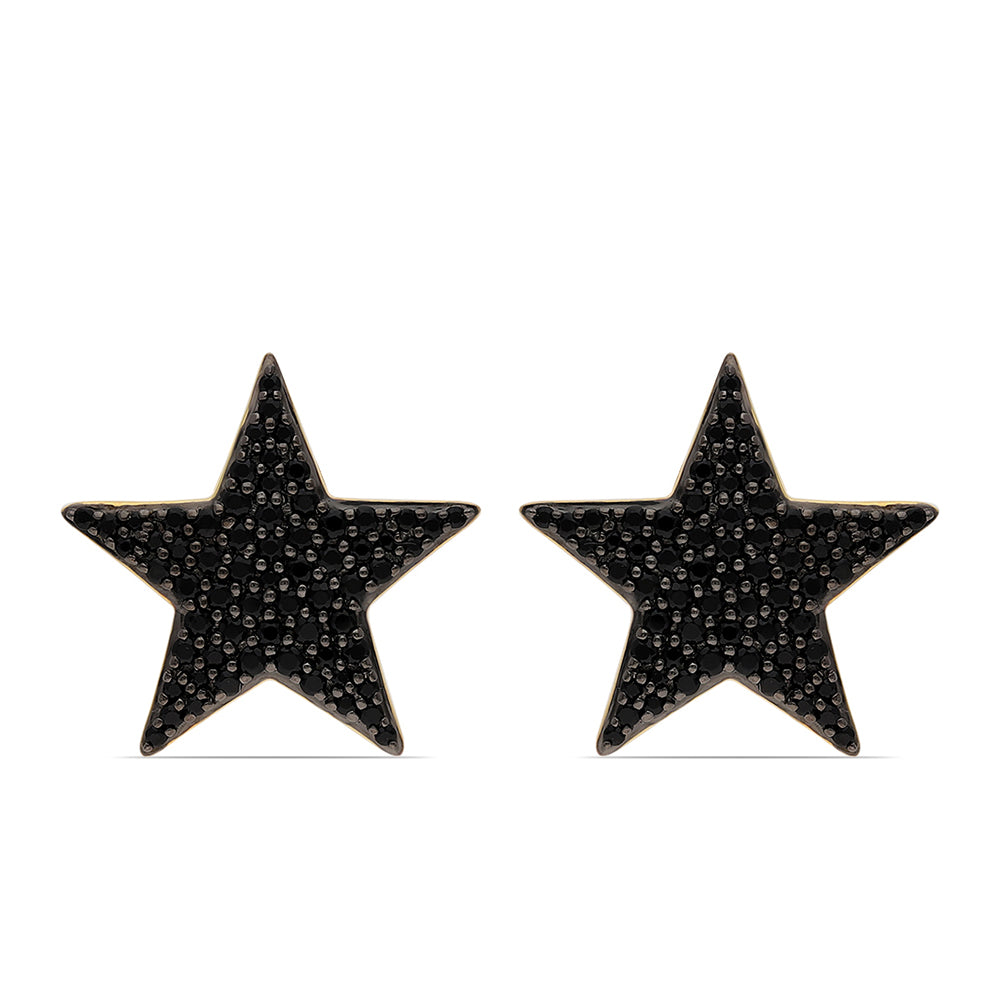 Cercei din Argint 925 Placat cu Aur ( 2.74 grame ) cu Spinel Negru 1 Carate