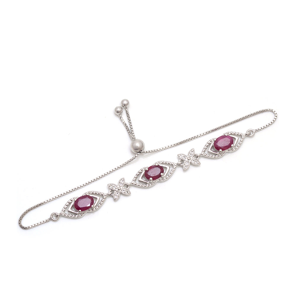 Brățară din Argint 925 ( 4.74 grame ) cu Rubin Malagasy și Topaz Alb 3.12 Carate 2 