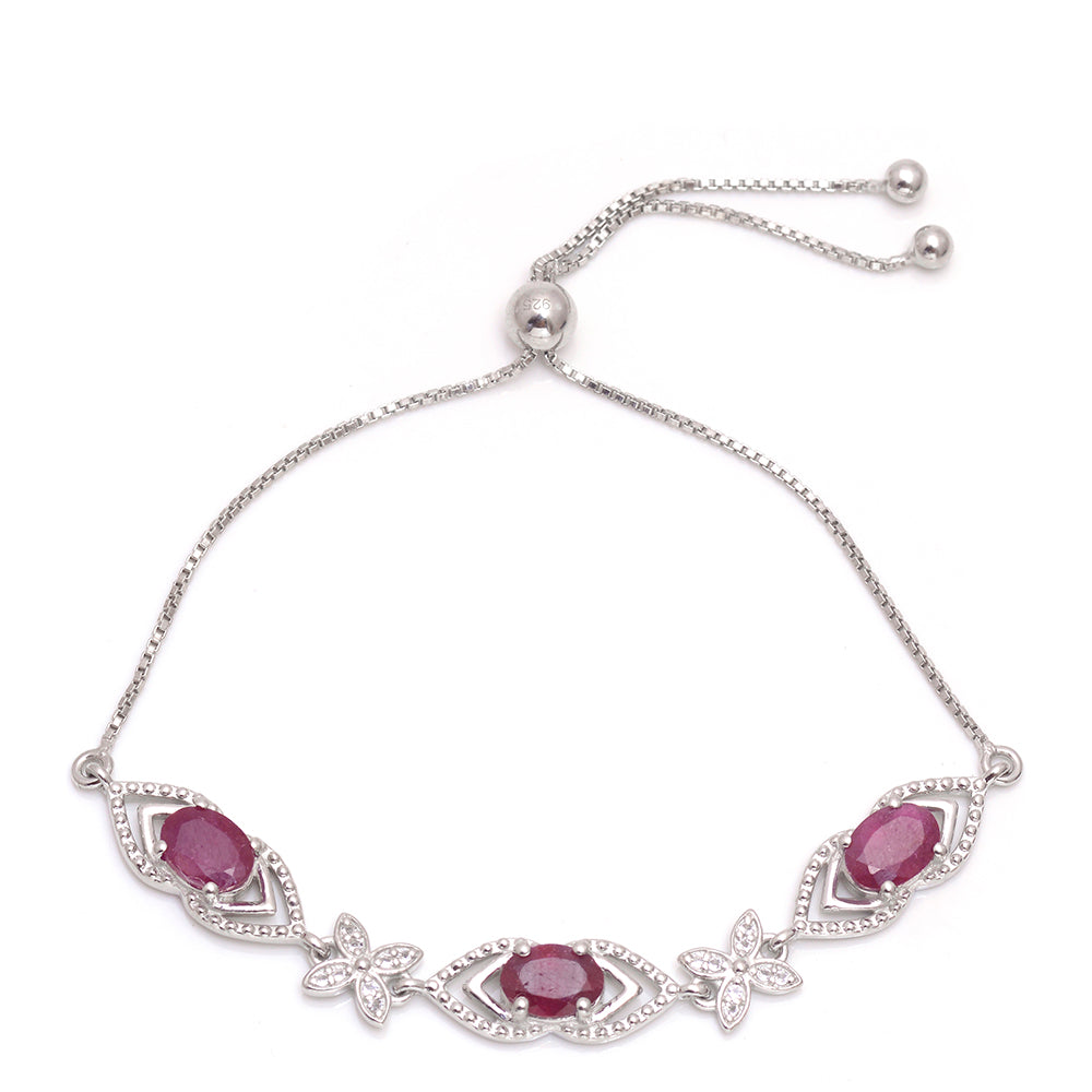 Brățară din Argint 925 ( 4.74 grame ) cu Rubin Malagasy și Topaz Alb 3.12 Carate