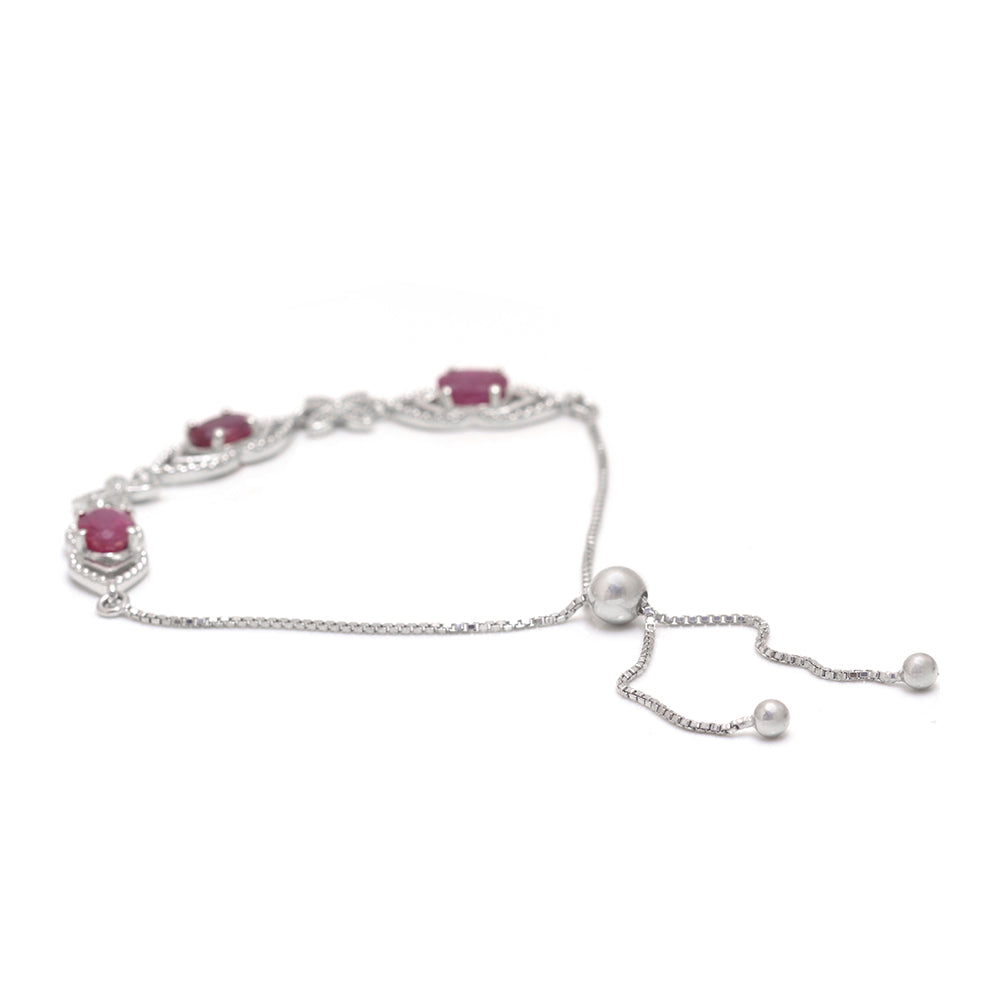 Brățară din Argint 925 ( 4.74 grame ) cu Rubin Malagasy și Topaz Alb 3.12 Carate 4 