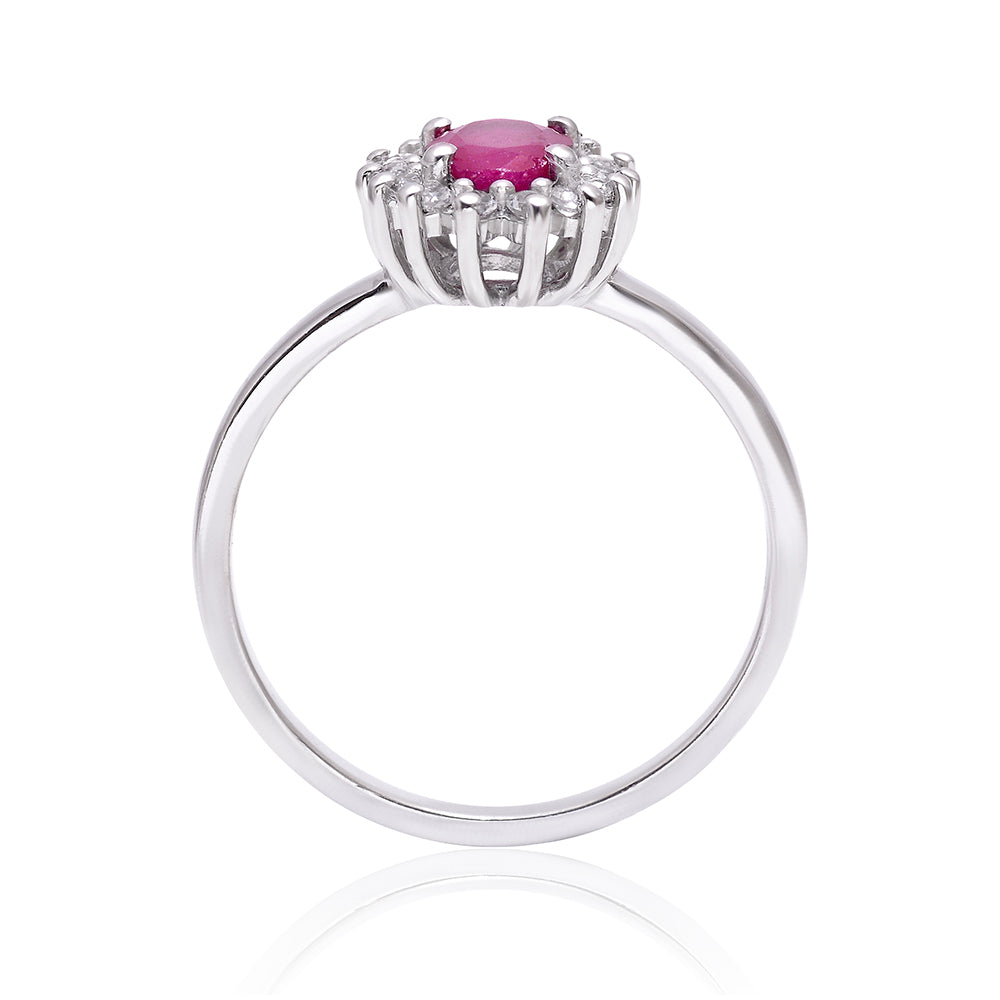 Inel din Argint 925 ( 2.56 grame ) cu Rubin Malagasy și Topaz Alb 0.93 Carate 2 