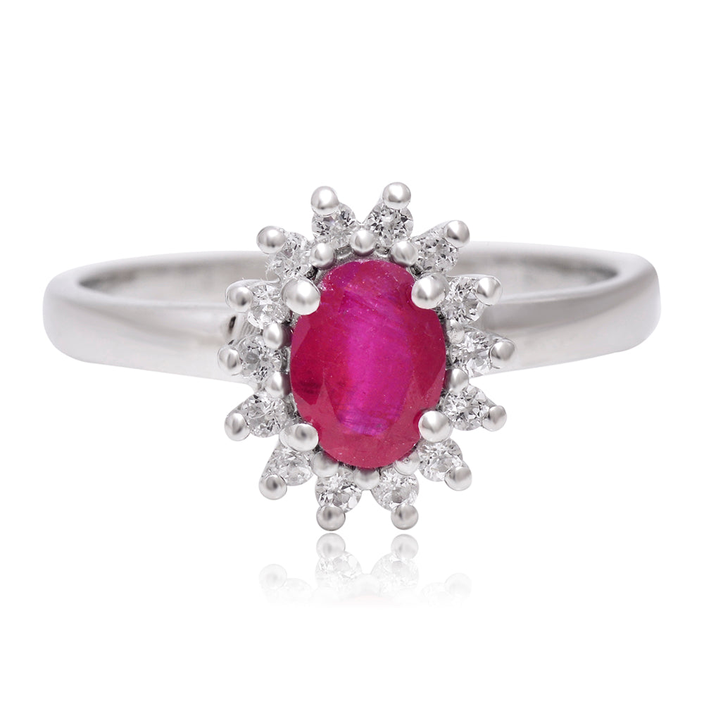 Inel din Argint 925 ( 2.56 grame ) cu Rubin Malagasy și Topaz Alb 0.93 Carate 1 