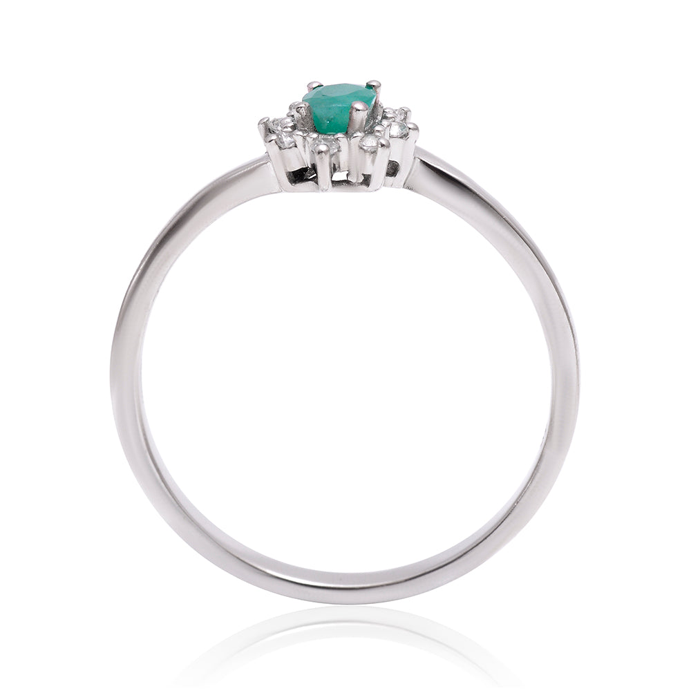 Inel din Argint 925 ( 1.71 grame ) cu Smarald Brazilian și Topaz Alb 0.17 Carate 3 