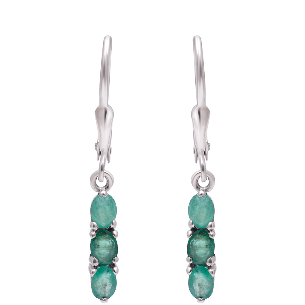 Cercei din Argint 925 ( 1.44 grame ) cu Smarald Brazilian 1.12 Carate 4 