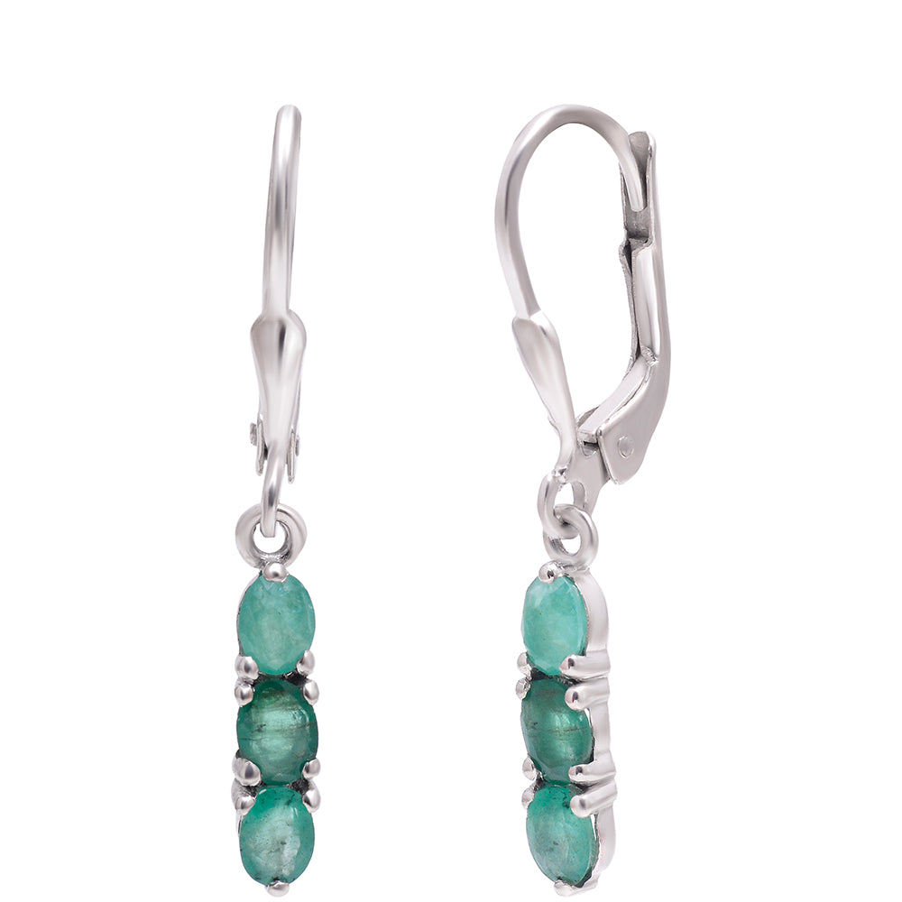 Cercei din Argint 925 ( 1.44 grame ) cu Smarald Brazilian 1.12 Carate