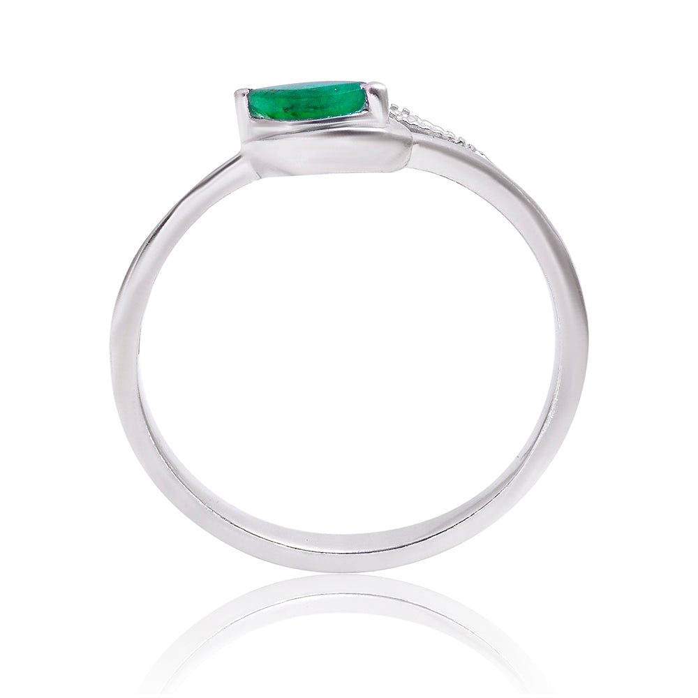 Inel din Argint 925 ( 1.71 grame ) cu Smarald Brazilian și Topaz Alb 0.24 Carate