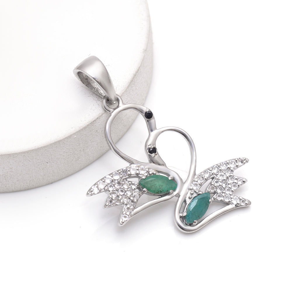 Pandantiv din Argint 925 ( 2.77 grame ) cu Smarald Brazilian și Topaz Alb 1.19 Carate