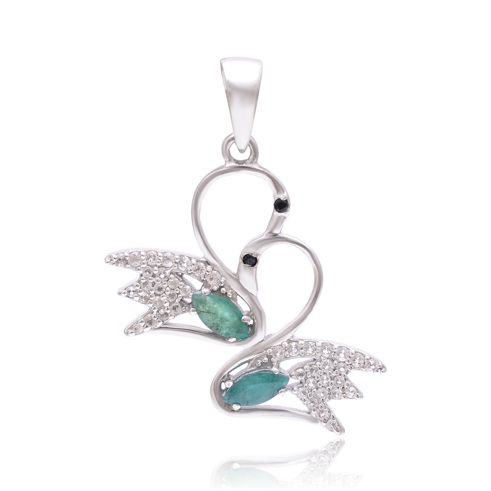 Pandantiv din Argint 925 ( 2.77 grame ) cu Smarald Brazilian și Topaz Alb 1.19 Carate 1 