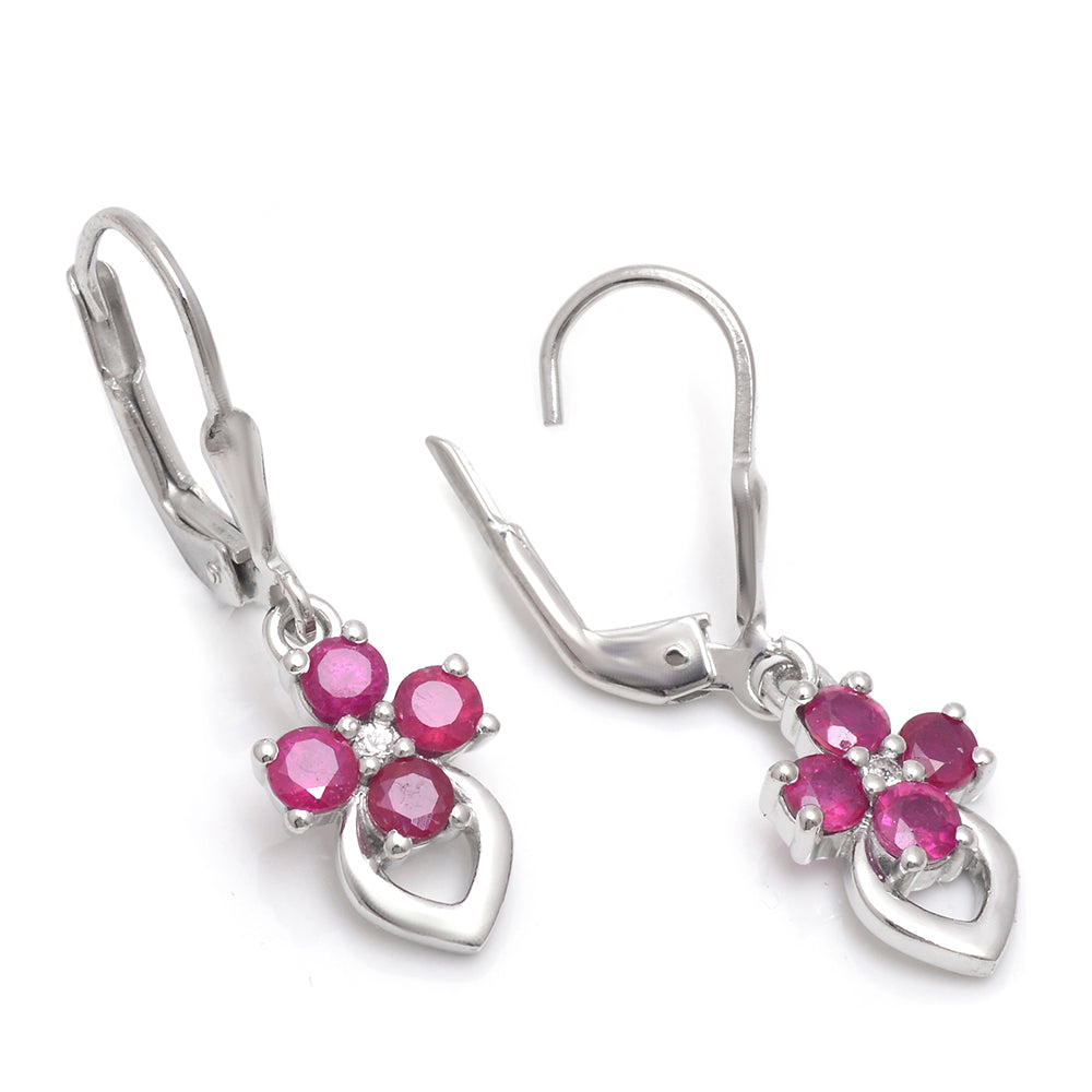 Cercei din Argint 925 ( 2.09 grame ) cu Rubin Malagasy și Topaz Alb 1.6 Carate 3 