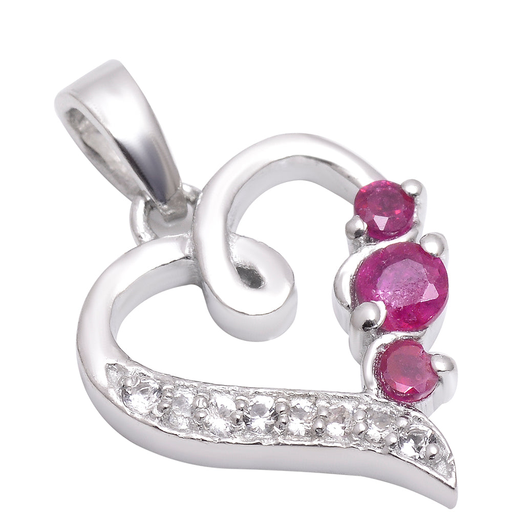 Pandantiv din Argint 925 ( 1.52 grame ) cu Rubin Malagasy și Topaz Alb 0.51 Carate 2 
