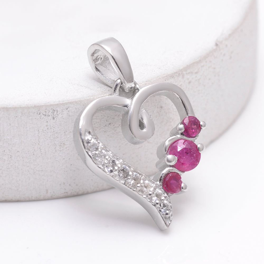 Pandantiv din Argint 925 ( 1.52 grame ) cu Rubin Malagasy și Topaz Alb 0.51 Carate 1 