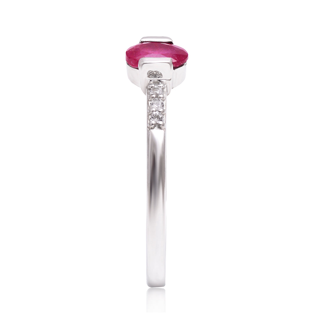 Inel din Argint 925 ( 1.61 grame ) cu Rubin Malagasy și Topaz Alb 0.59 Carate