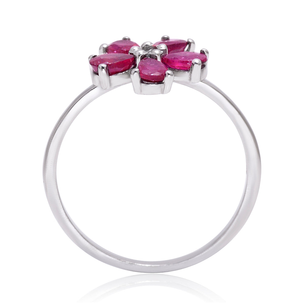 Inel din Argint 925 ( 1.99 grame ) cu Rubin Malagasy și Topaz Alb 1.46 Carate