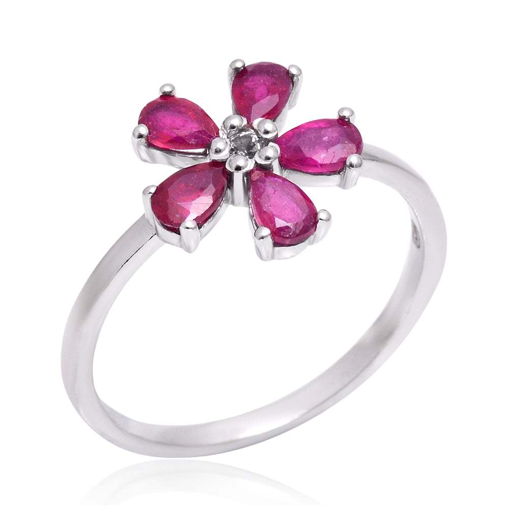 Inel din Argint 925 ( 1.99 grame ) cu Rubin Malagasy și Topaz Alb 1.46 Carate 3 