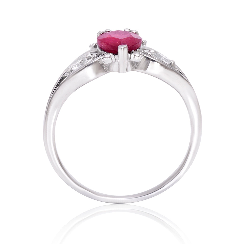 Inel din Argint 925 ( 3 grame ) cu Rubin Malagasy și Topaz Alb 1.33 Carate 3 