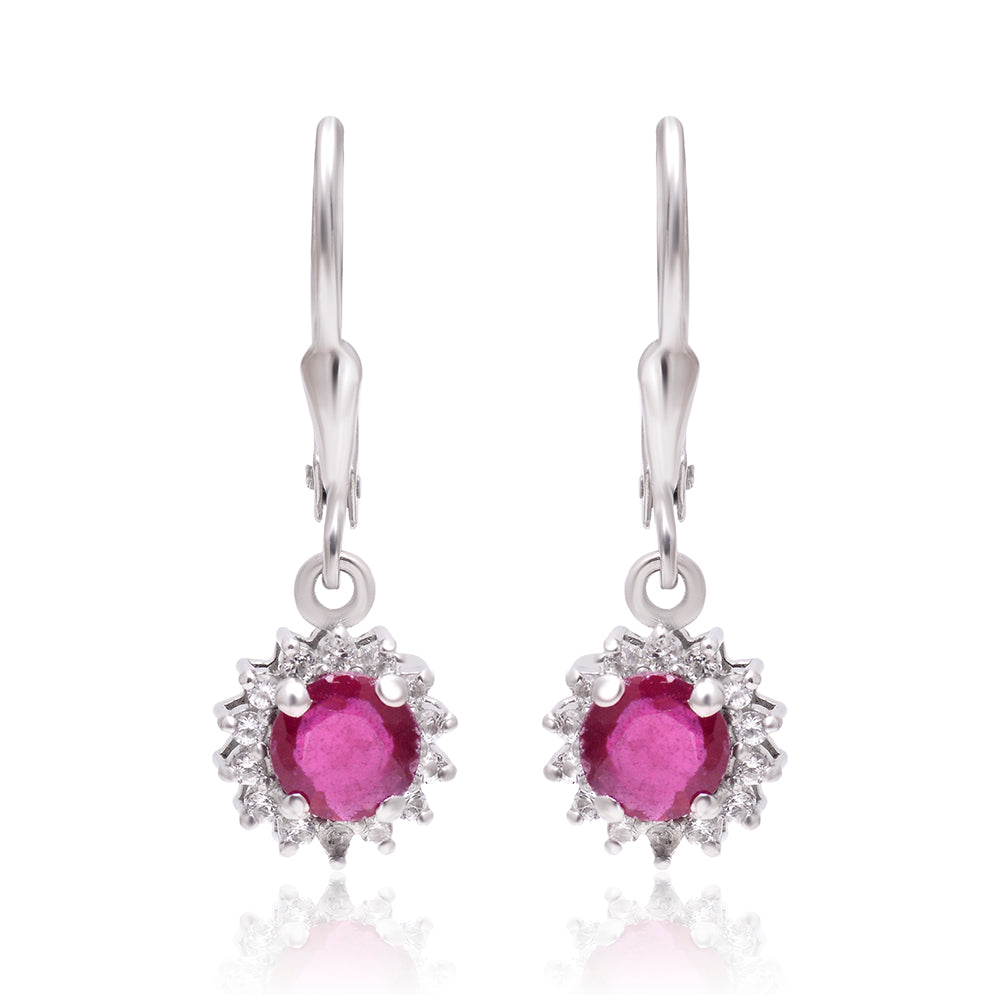 Cercei din Argint 925 ( 2.18 grame ) cu Rubin Malagasy și Topaz Alb 1.92 Carate