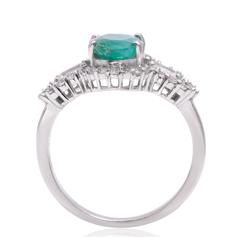 Inel din Argint 925 ( 3.04 grame ) cu Smarald Brazilian și Topaz Alb 2.06 Carate