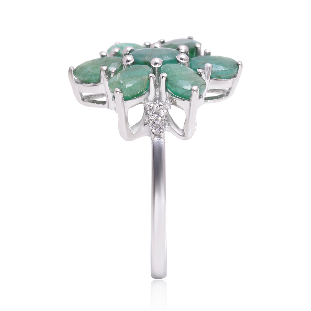 Inel din Argint 925 ( 3.33 grame ) cu Smarald Brazilian și Topaz Alb 3.16 Carate