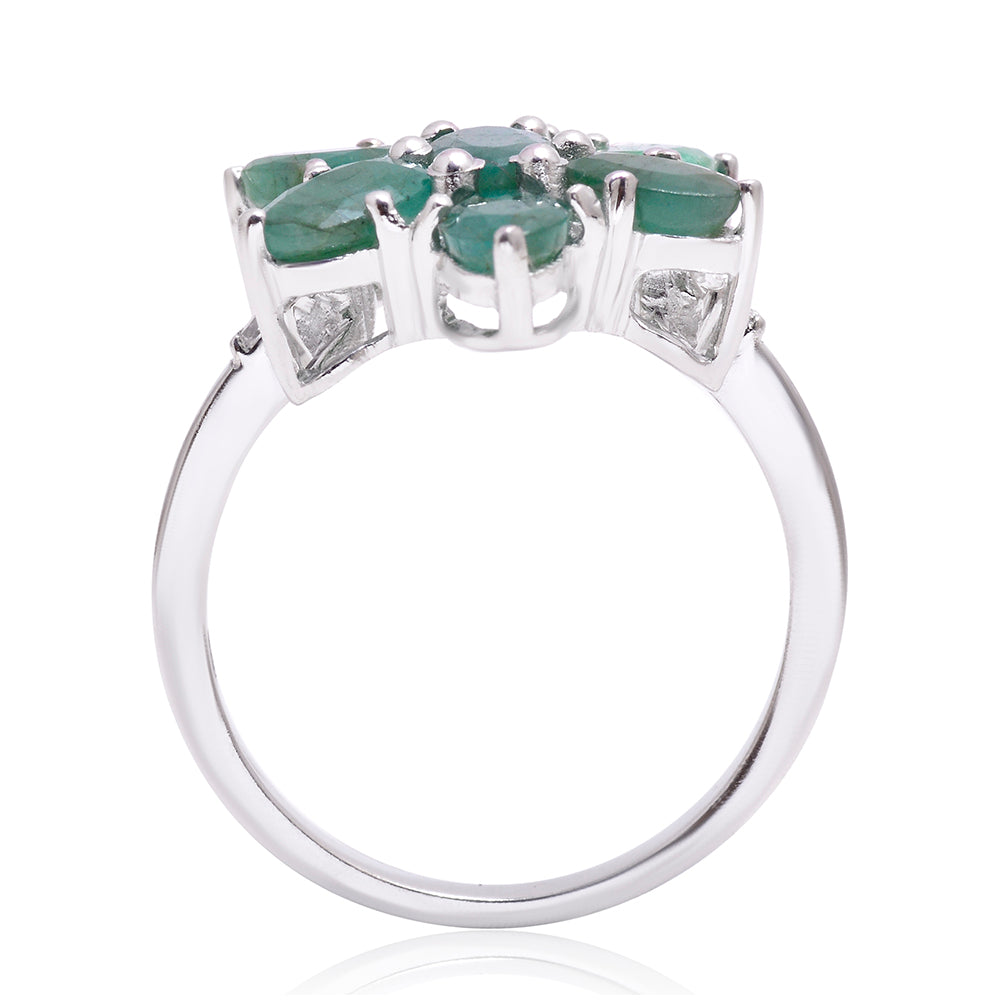 Inel din Argint 925 ( 3.33 grame ) cu Smarald Brazilian și Topaz Alb 3.16 Carate 4 