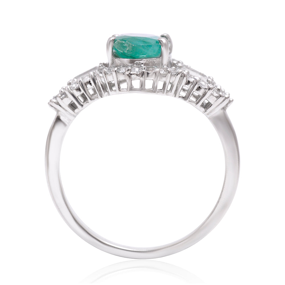 Inel din Argint 925 ( 3.17 grame ) cu Smarald Brazilian și Topaz Alb 0.94 Carate