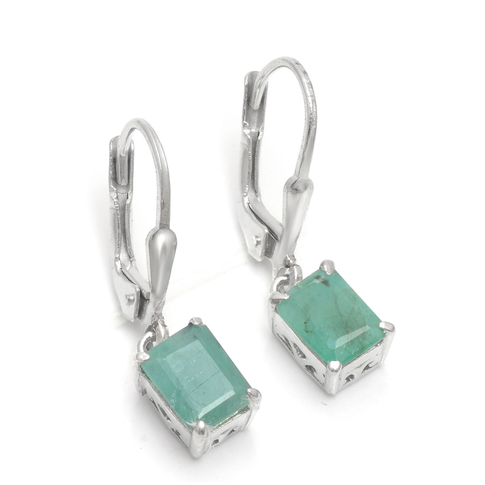 Cercei din Argint 925 ( 1.94 grame ) cu Smarald Brazilian 2.1 Carate 2 