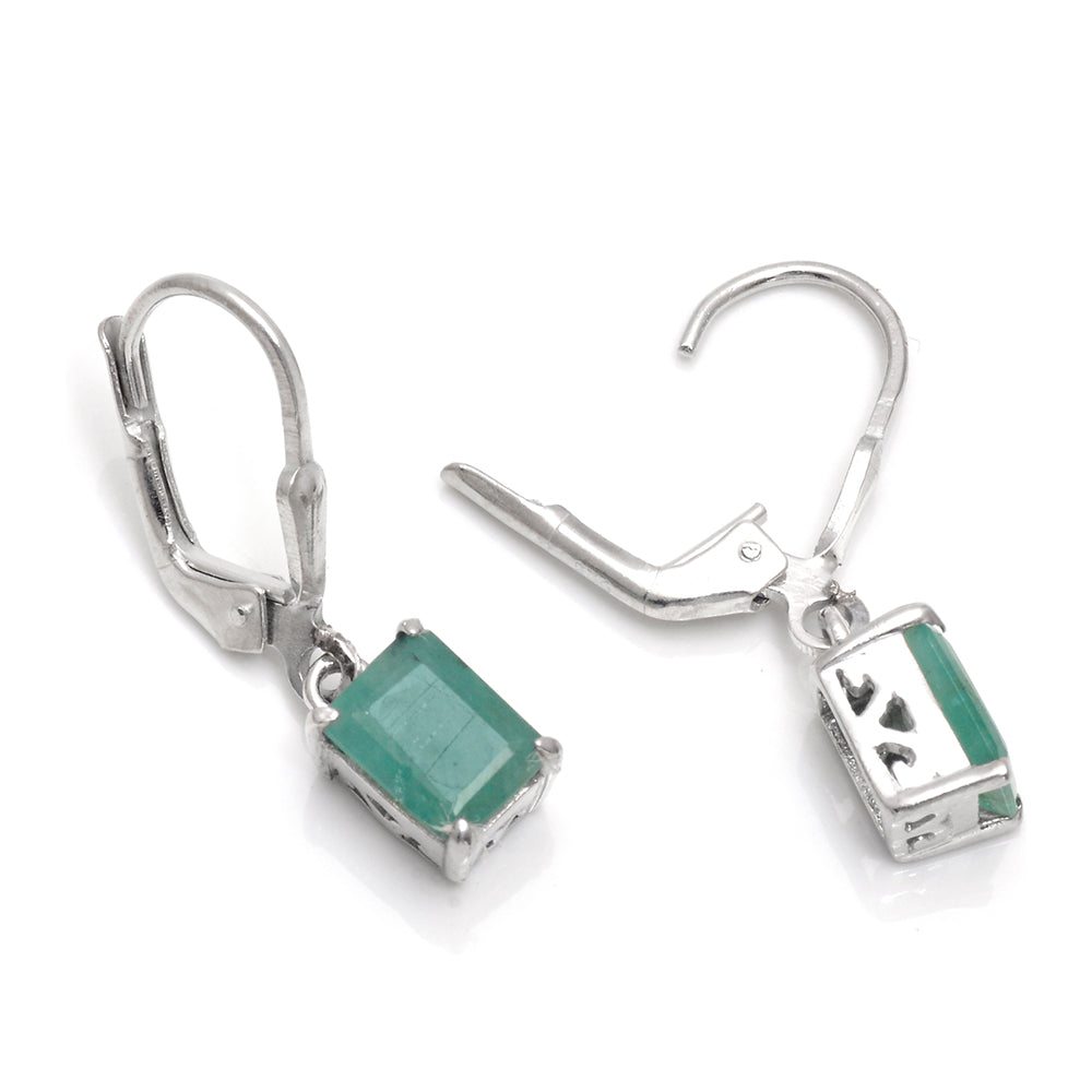 Cercei din Argint 925 ( 1.94 grame ) cu Smarald Brazilian 2.1 Carate