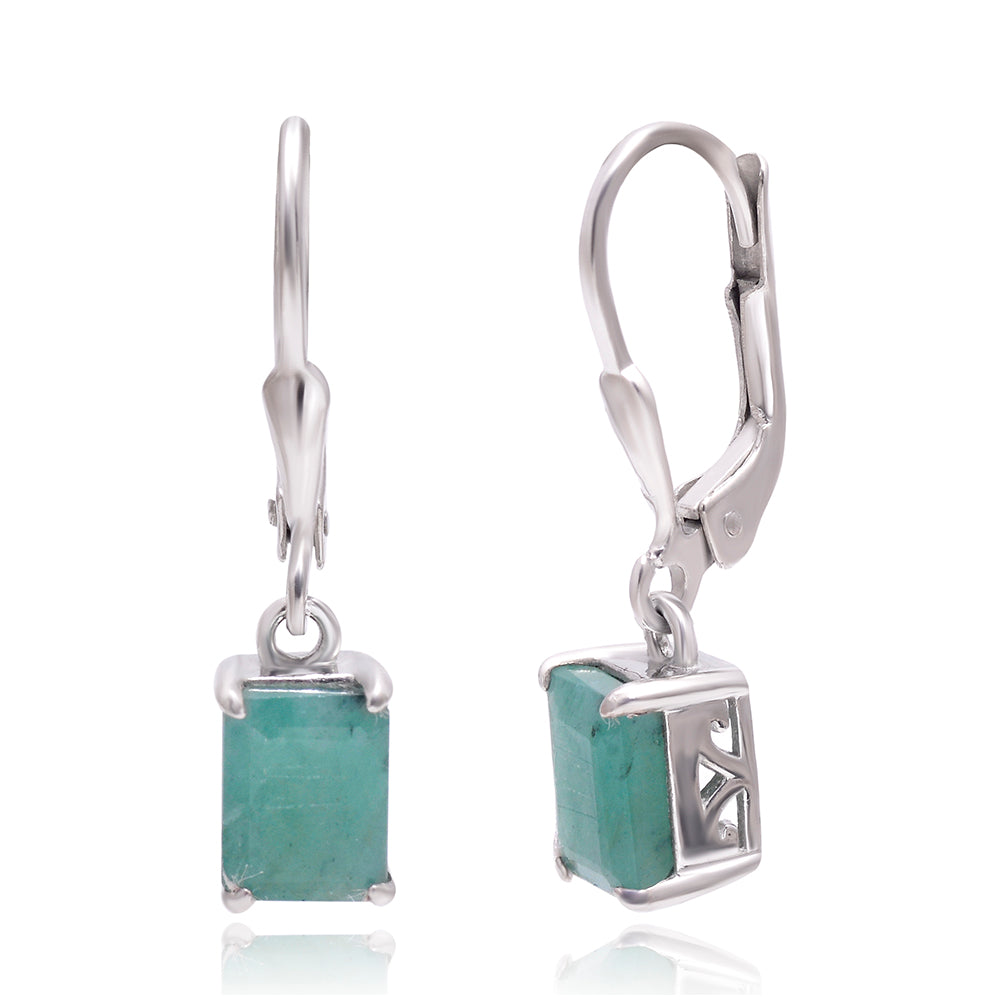 Cercei din Argint 925 ( 1.94 grame ) cu Smarald Brazilian 2.1 Carate