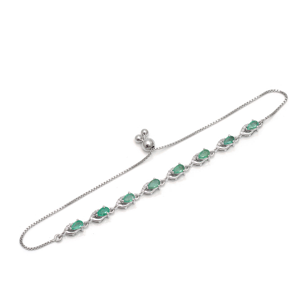 Brățară din Argint 925 ( 3.98 grame ) cu Smarald Brazilian și Topaz Alb 1.6 Carate 4 