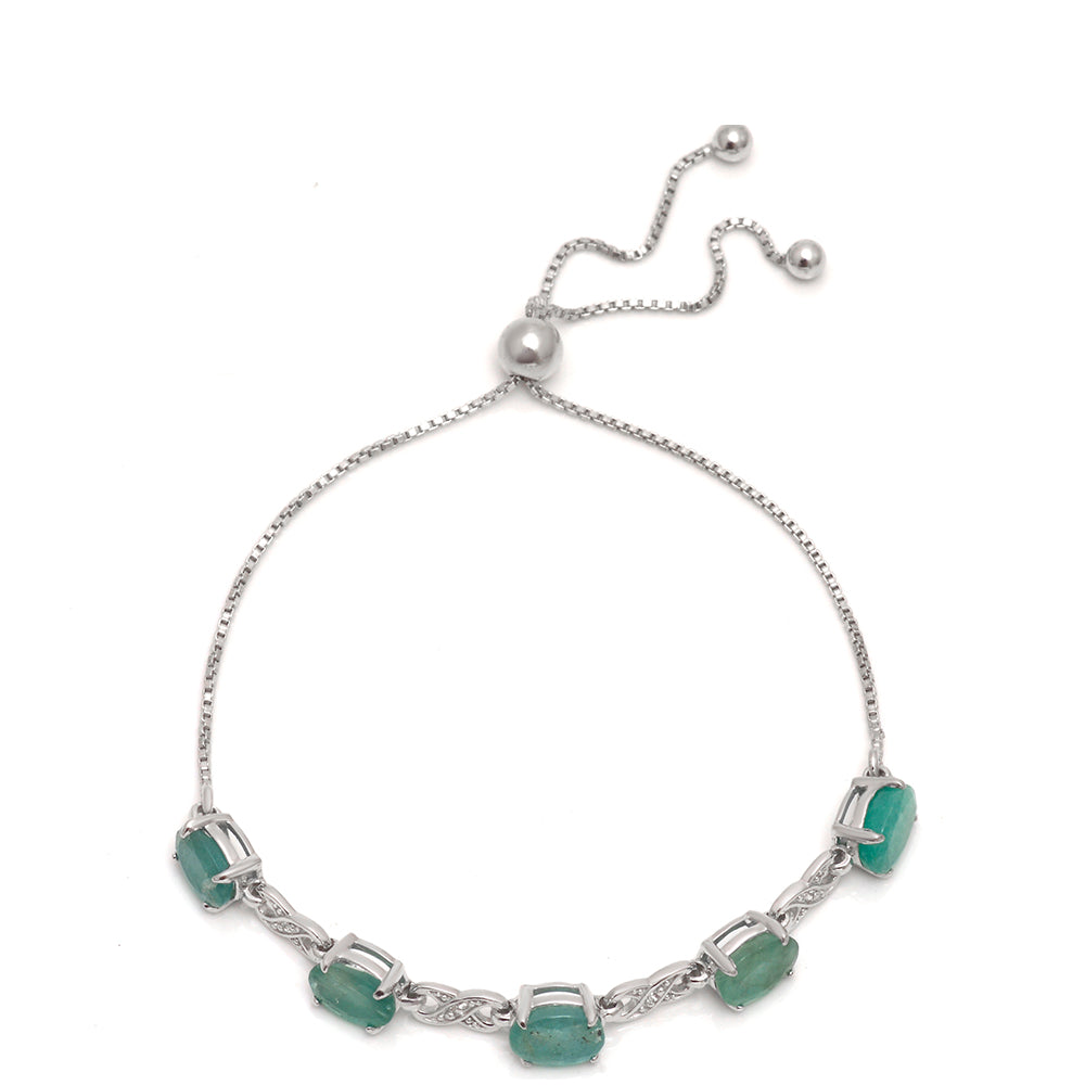 Brățară din Argint 925 ( 3.31 grame ) cu Smarald Brazilian și Topaz Alb 4 Carate