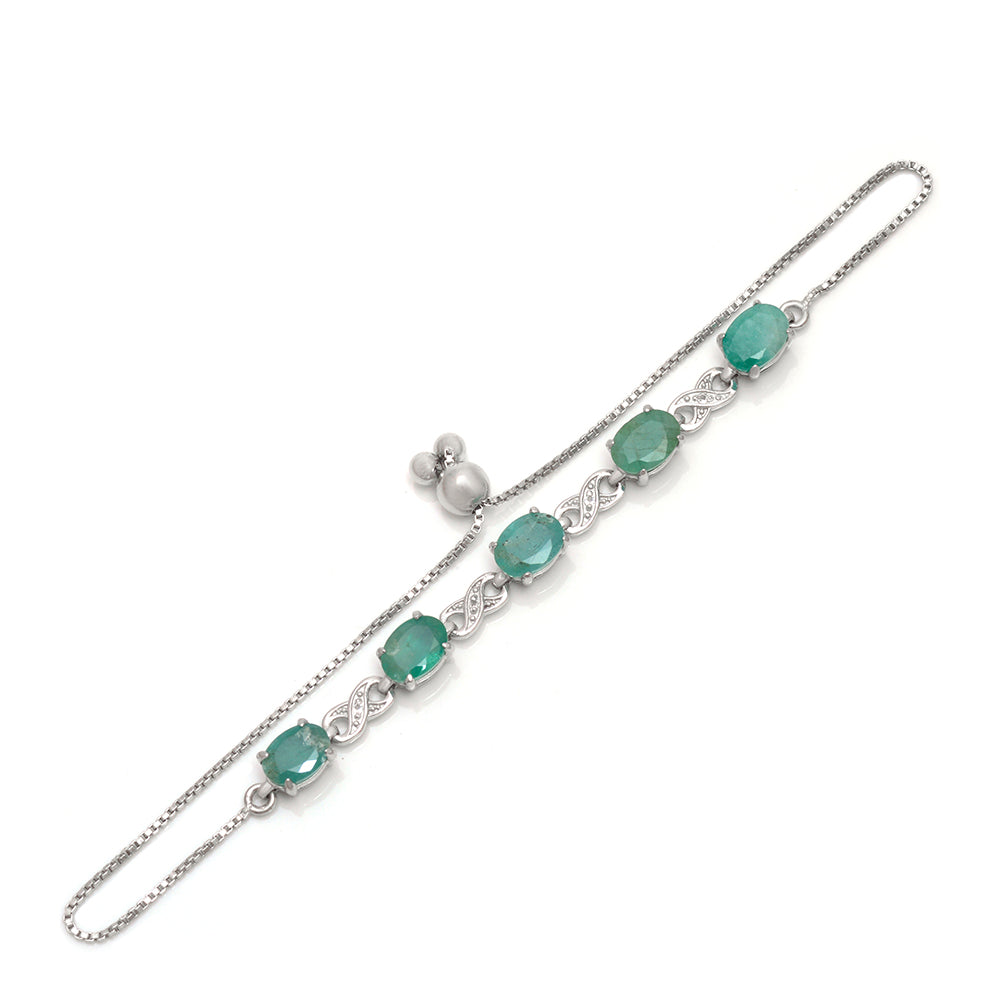Brățară din Argint 925 ( 3.31 grame ) cu Smarald Brazilian și Topaz Alb 4 Carate