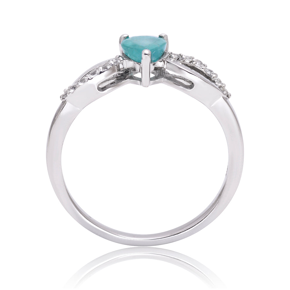 Inel din Argint 925 ( 2.46 grame ) cu Smarald Brazilian și Topaz Alb 0.65 Carate 3 