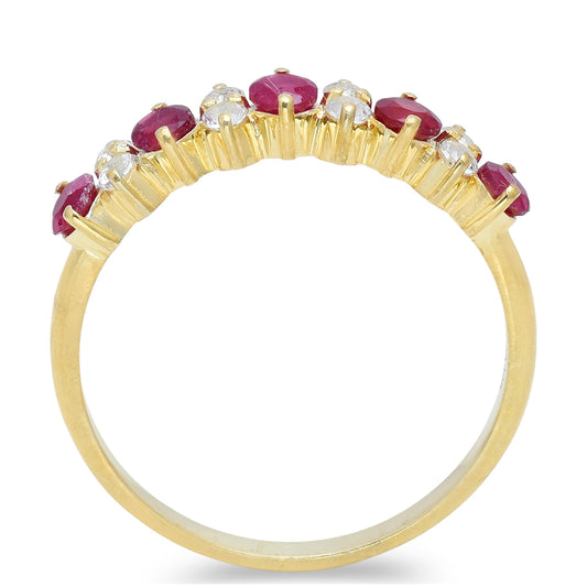 Inel din Argint 925 Placat cu Aur ( 2.2 grame ) cu Rubin Malagasy și Topaz Alb 0.9 Carate